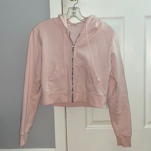 Light pink cropped zip up